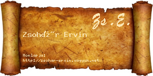 Zsohár Ervin névjegykártya