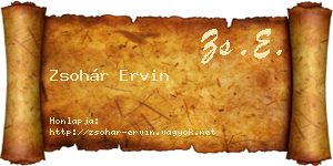 Zsohár Ervin névjegykártya
