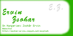 ervin zsohar business card